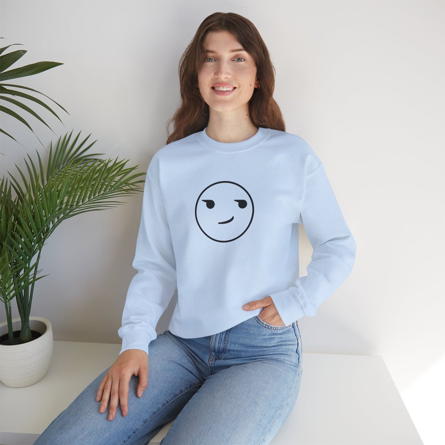 Smirk Smiley Unisex Crewneck Sweatshirt – Light Colors