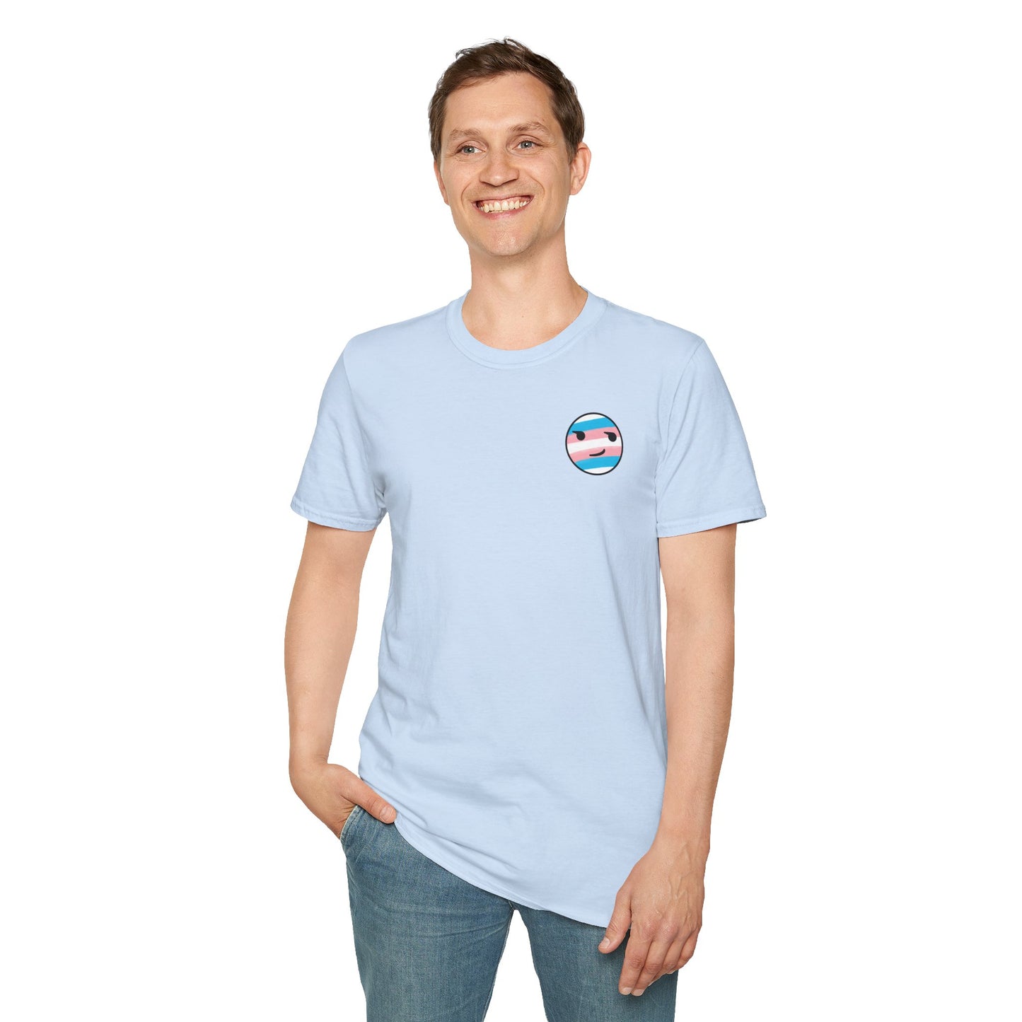 🏳️⚧️ Trans Pride Smirk (small logo) - Classic Unisex Crewneck T-Shirt