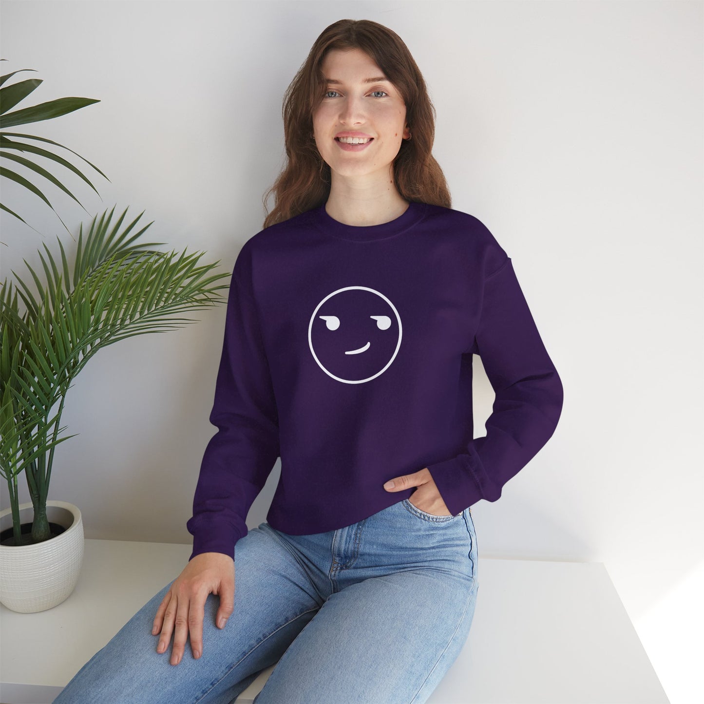 Smirk Smiley Unisex Crewneck Sweatshirt – Dark Colors