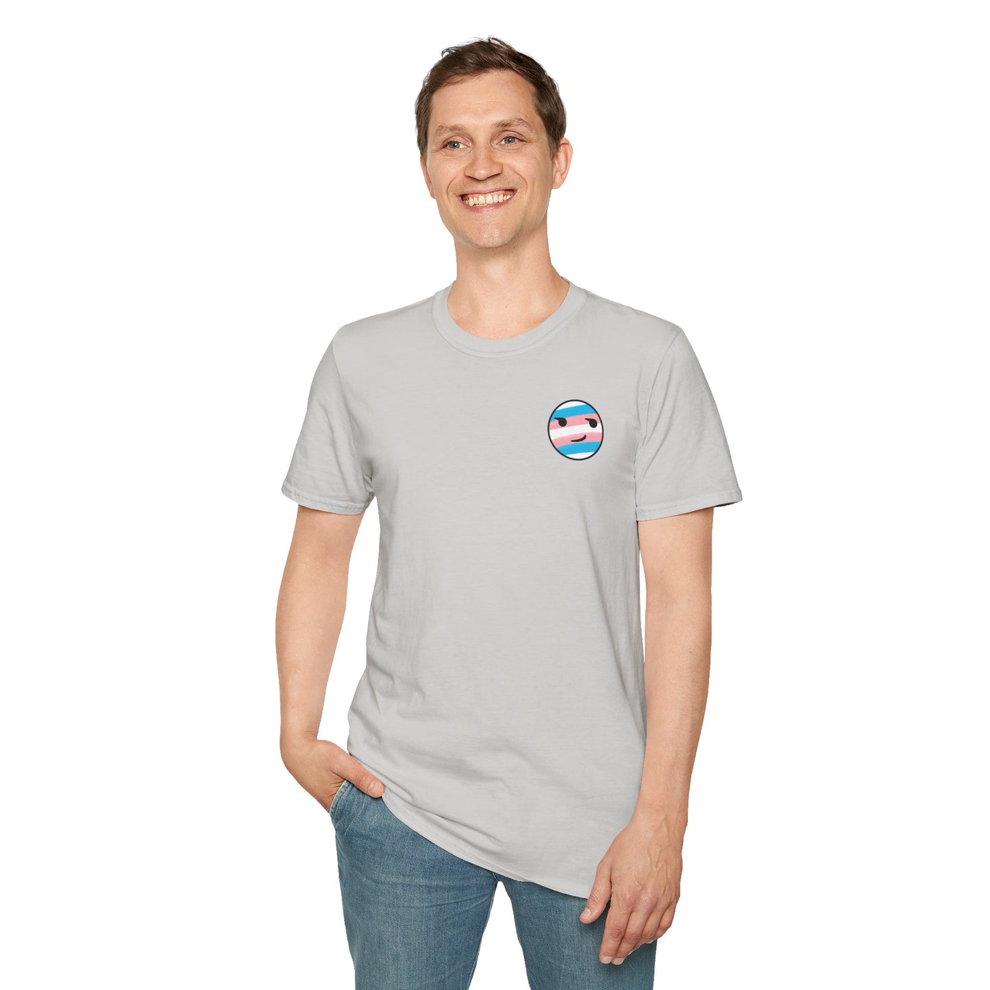 🏳️⚧️ Trans Pride Smirk (small logo) - Classic Unisex Crewneck T-Shirt