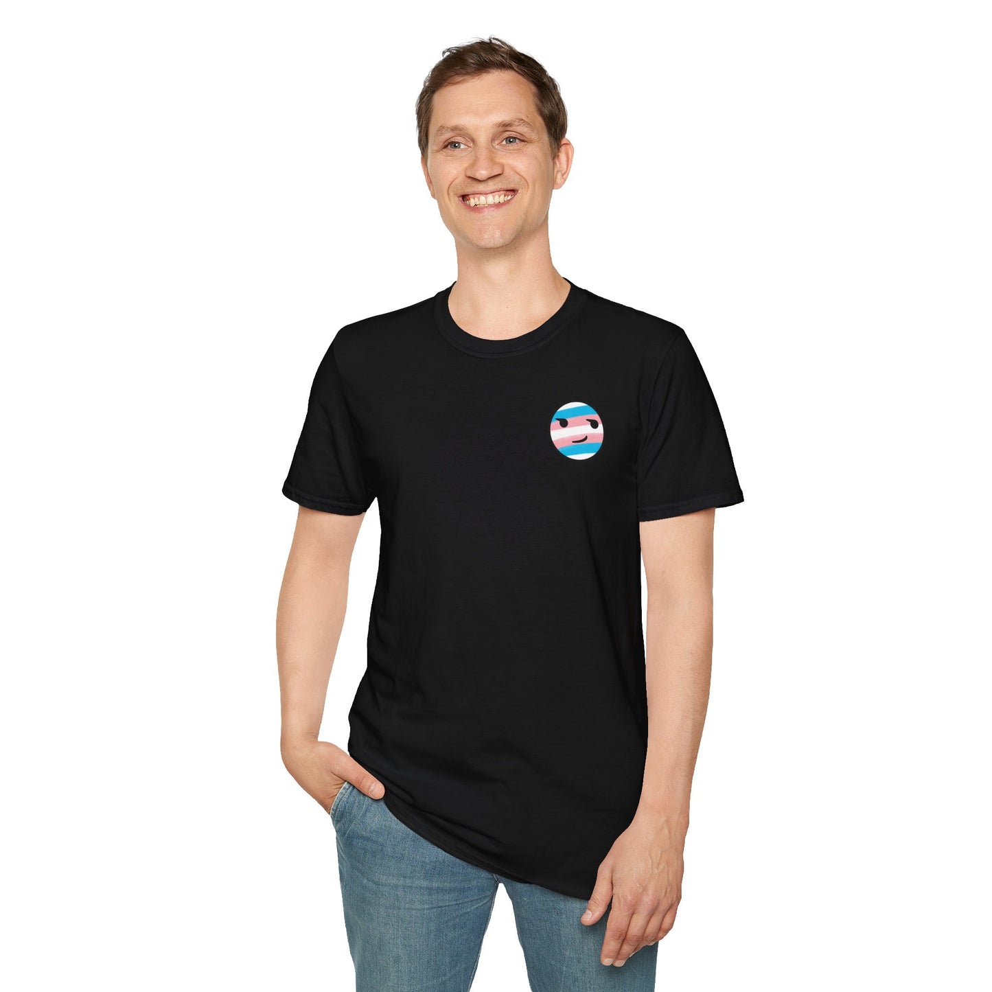 🏳️⚧️ Trans Pride Smirk (small logo) - Classic Unisex Crewneck T-Shirt