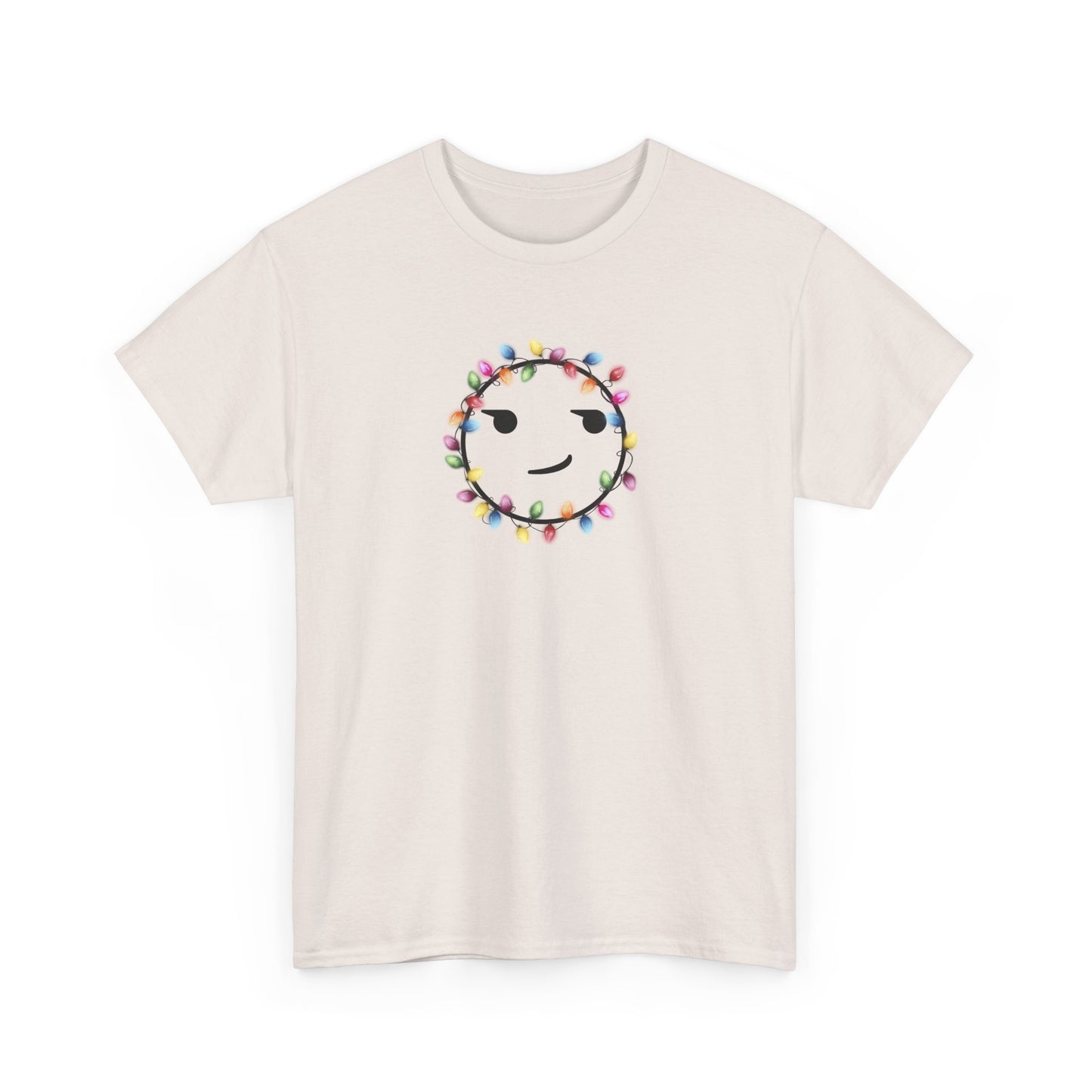 Smirking Christmas Lights T-shirt - Unisex Heavy Cotton Tee