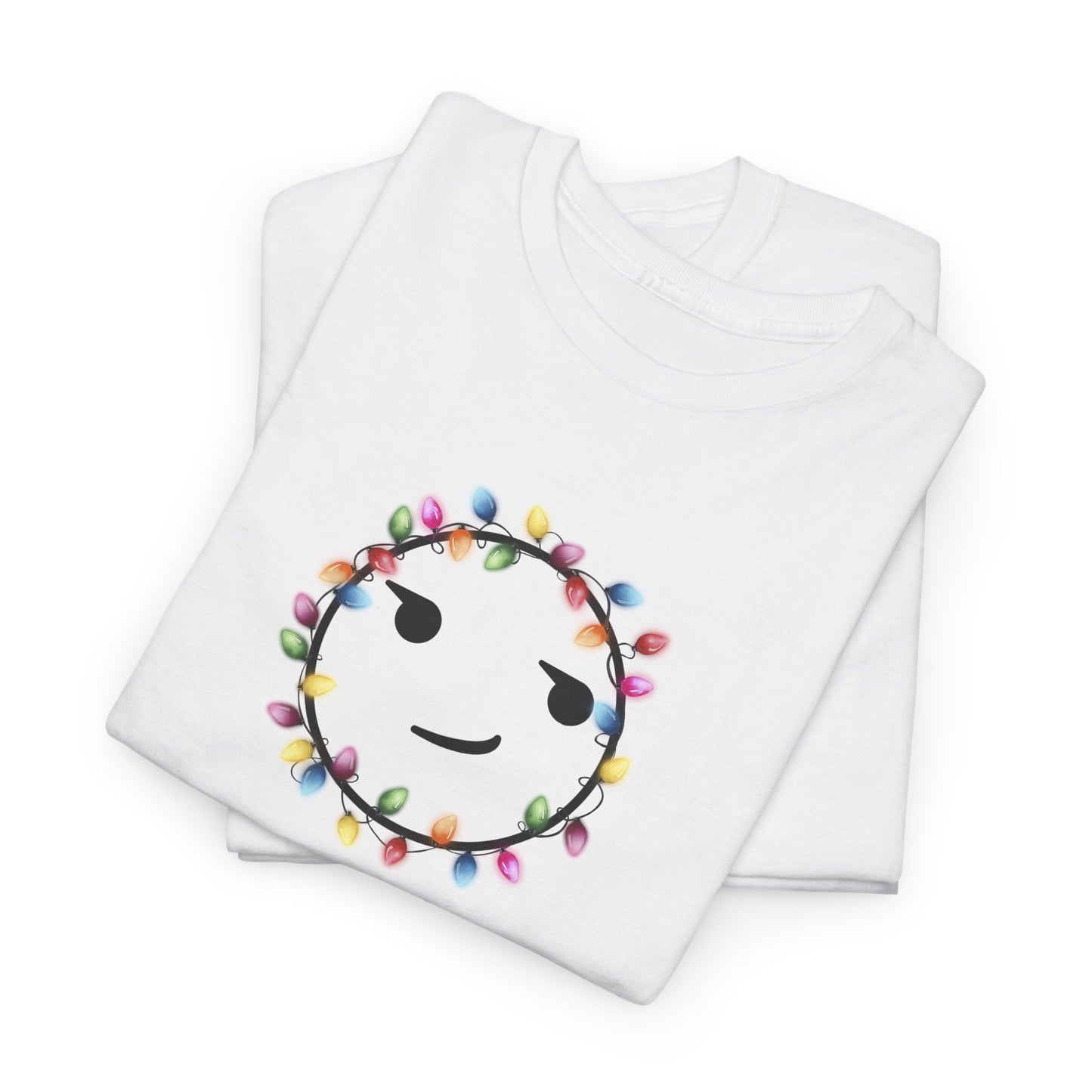 Smirking Christmas Lights T-shirt - Unisex Heavy Cotton Tee