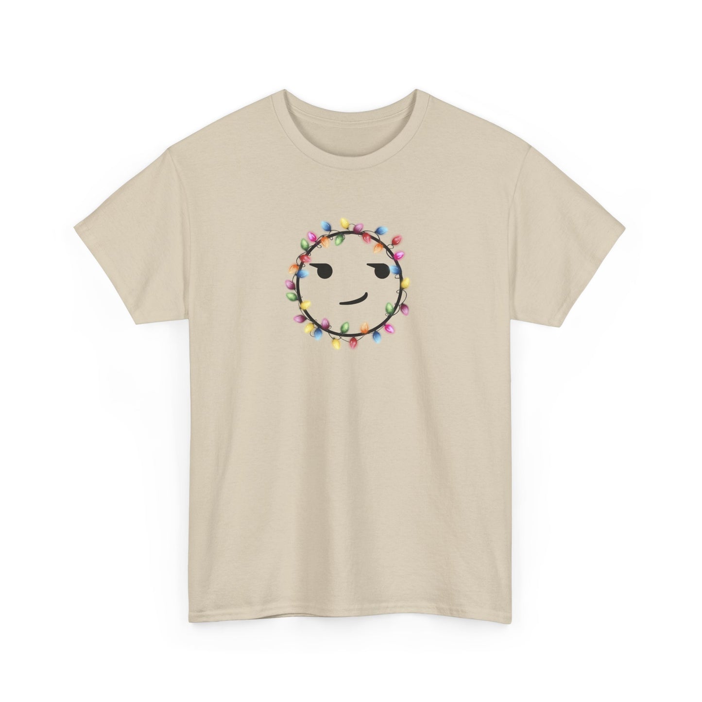 Smirking Christmas Lights T-shirt - Unisex Heavy Cotton Tee