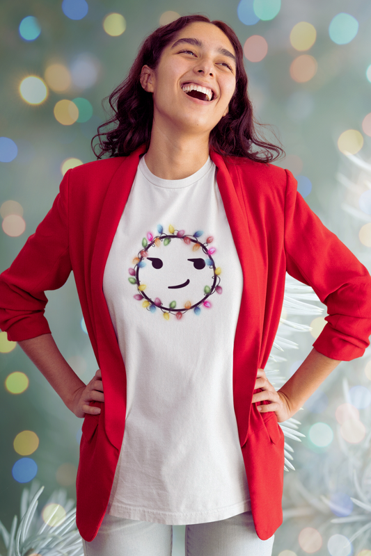 Smirking Christmas Lights T-shirt - Unisex Heavy Cotton Tee