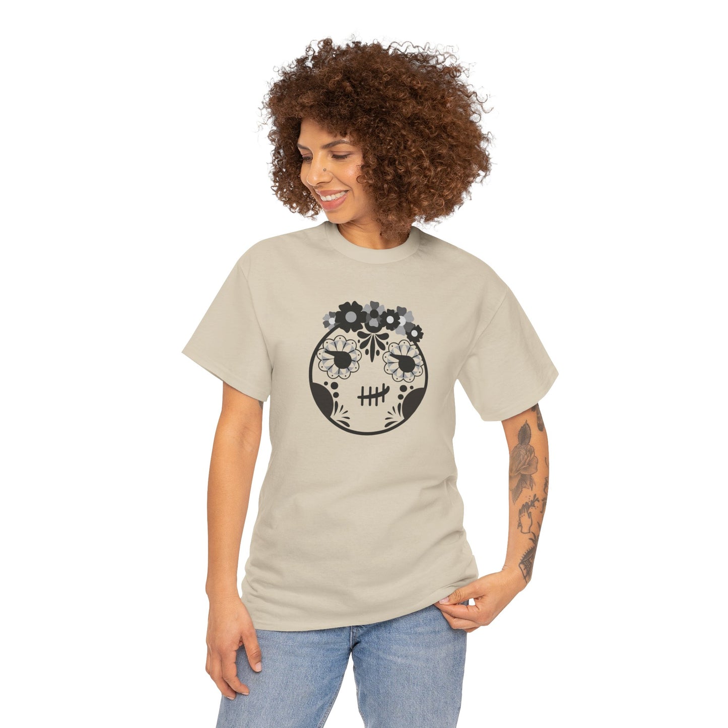 Dia de la Smirk Halloween T-Shirt - Unisex Heavy Cotton Tee