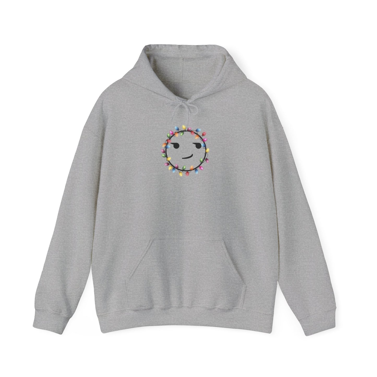 Smirking Christmas Lights Hoodie - Cotton Hooded Sweatshirt