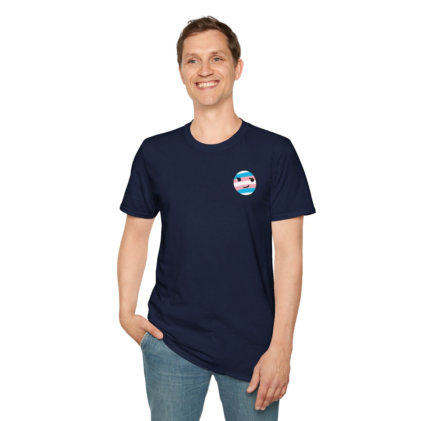 🏳️‍⚧️ Trans Pride Smirk (small logo) - Classic Unisex Crewneck T-Shirt