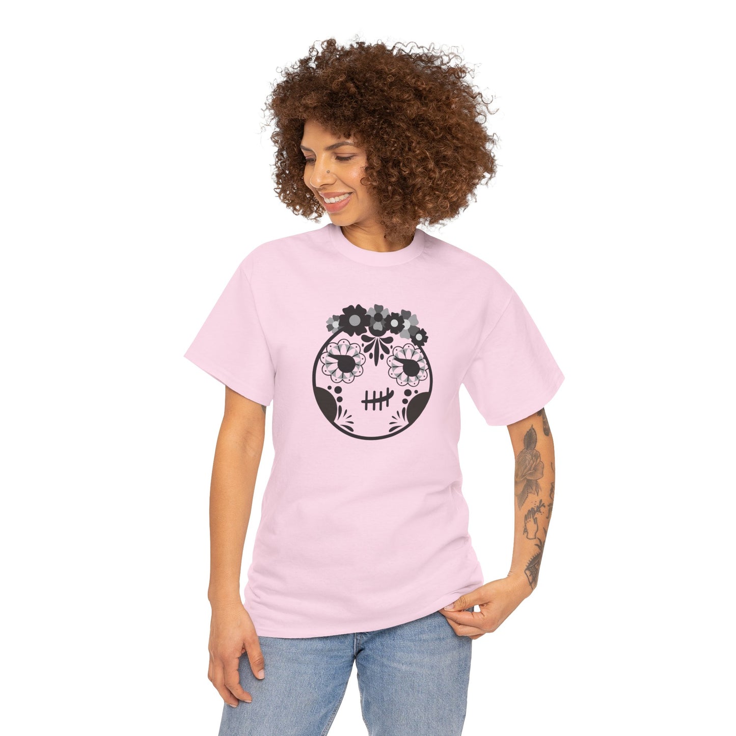 Dia de la Smirk Halloween T-Shirt - Unisex Heavy Cotton Tee