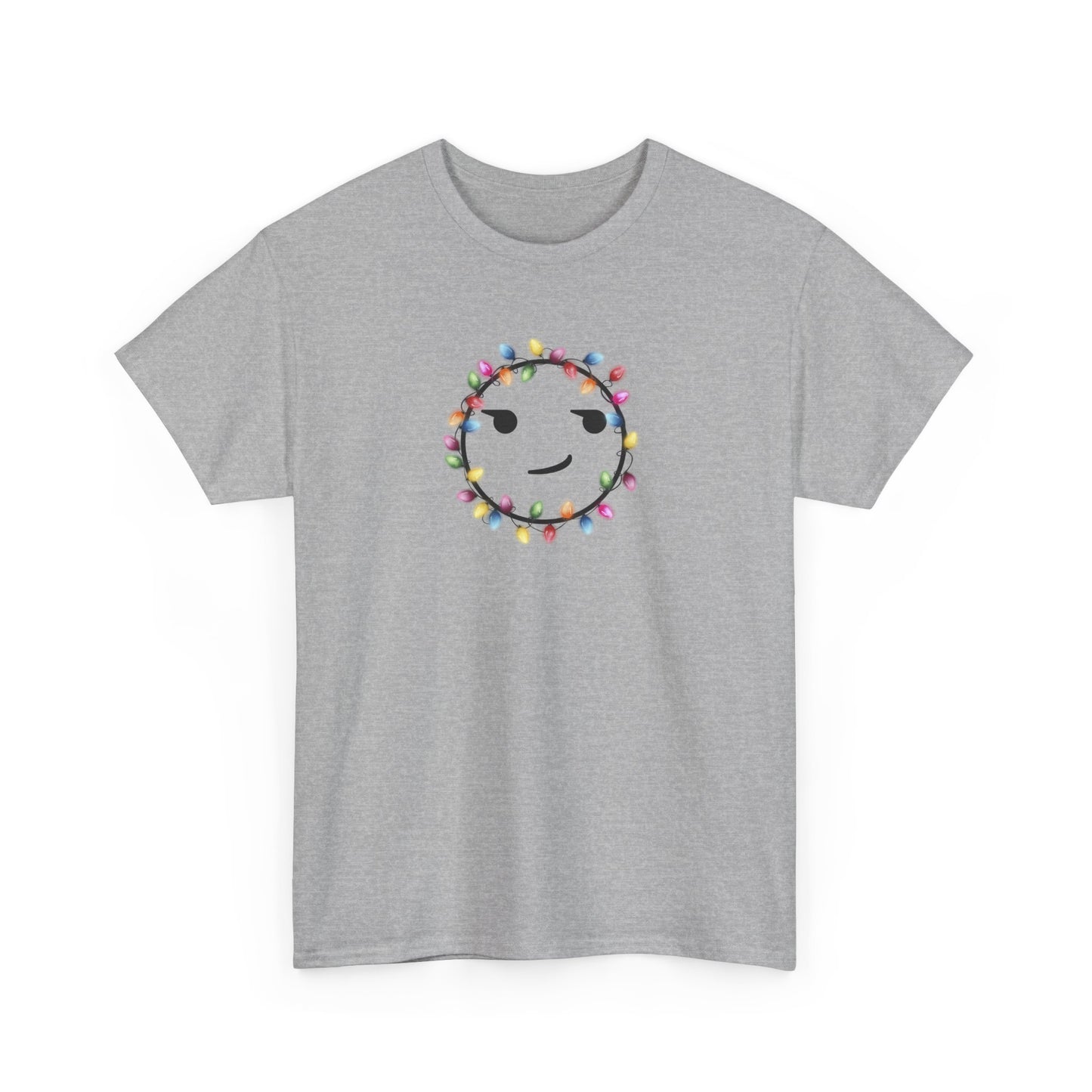 Smirking Christmas Lights T-shirt - Unisex Heavy Cotton Tee